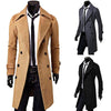 Men Solid Long Woolen Coat Casual Business Male Jacket Outwear