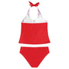 Women Sexy V-neck Solid Strap Two-piece Beachwear Swimwear Bikini Set