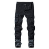 Men Denim Big Pocket Casual Slim Legs Zipper Pants