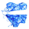 Spaghetti Strap Strapless Backless Padded Tie-dyed Print Low Waist Women Bikini Set