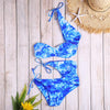 Spaghetti Strap Strapless Backless Padded Tie-dyed Print Low Waist Women Bikini Set