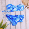 Spaghetti Strap Strapless Backless Padded Tie-dyed Print Low Waist Women Bikini Set