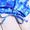 Spaghetti Strap Strapless Backless Padded Tie-dyed Print Low Waist Women Bikini Set