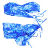 Spaghetti Strap Strapless Backless Padded Tie-dyed Print Low Waist Women Bikini Set