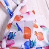Spaghetti Strap Backless Padded Print Ruffle Low Waist Two-piece Women Bikini Set