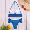 Solid Color Sexy Women Lace Up Swimwear Halter Bikini Set Bathing Suit