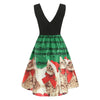 Christmas Cats Musical Notes Print Sleeveless Dress