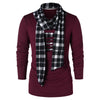 Scarf Collar Checked Print Destroyed T-shirt