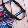 Women Sports Striped Round Collar Two-piece Swimwear Bikini Set