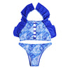 Women Sexy Flouncing Cross Strap Two-piece Swimwear Bikini Set