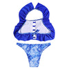 Women Sexy Flouncing Cross Strap Two-piece Swimwear Bikini Set