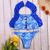 Women Sexy Flouncing Cross Strap Two-piece Swimwear Bikini Set