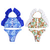 Women Sexy Flouncing Cross Strap Two-piece Swimwear Bikini Set