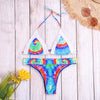 Women Sexy Colorful Print Strap Two-piece Swimwear Bikini Set