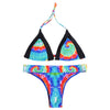 Women Sexy Colorful Print Strap Two-piece Swimwear Bikini Set