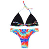 Women Sexy Colorful Print Strap Two-piece Swimwear Bikini Set