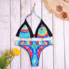 Women Sexy Colorful Print Strap Two-piece Swimwear Bikini Set