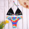 Women Sexy Colorful Print Strap Two-piece Swimwear Bikini Set