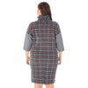 Stand Collar Half Sleeve Spliced Plaid Print Pocket Plus Size Women Dress