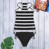 Women Sexy Striped Print Strap Two-piece Swimwear Stylish Bikini Set
