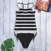 Women Sexy Striped Print Strap Two-piece Swimwear Stylish Bikini Set