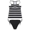 Women Sexy Striped Print Strap Two-piece Swimwear Stylish Bikini Set