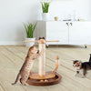 Sisal Scratch Board for Cats With 360° Rotating Rod, Feather and Wooden Balls