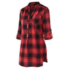 Front Pocket Half Button Tartan Blouse