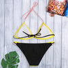 Women Sexy Color Blocking Strap Two-piece Swimwear Bikini Set