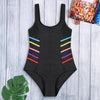 Sexy Colorful Striped Conjoined Swimsuit Women Beachwear Swimwear Suit