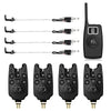 JY - 19 - SW Digital Wireless LED Fishing Alarm Alert Set 4 Bite Alerters 1 Receiver 4 Fish Swingers