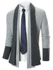 Contrast Patchwork Open Front Long Sleeve T-shirt