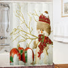 Christmas Snowman Print Fabric Waterproof Shower Curtain
