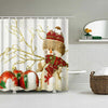Christmas Snowman Print Fabric Waterproof Shower Curtain