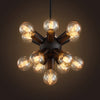 E27 12 Bulb Sockets Industrial Retro Pendant Light Wrought Iron Cafe Dining Room Droplight