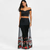 Bardot Floral Embroidery Two Piece Dress