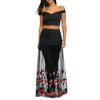Bardot Floral Embroidery Two Piece Dress