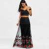 Bardot Floral Embroidery Two Piece Dress