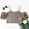 Criss Cross Crinkle Cropped Blouse