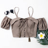 Criss Cross Crinkle Cropped Blouse