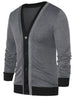 Button Up Color Block Long Sleeve Cardigan
