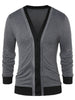 Button Up Color Block Long Sleeve Cardigan