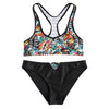 Women Sports Butterfly Printing Bikini Set Sleeveless Padded Bathing Suit