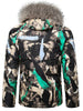 Paint Splatter Fur Hooded Drawstring Design Padded Jacket