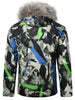 Paint Splatter Fur Hooded Drawstring Design Padded Jacket