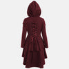 Layered Lace Up High Low Hooded Coat