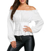 Off The Shoulder Lace Up Smocked Blouse