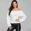 Off The Shoulder Lace Up Smocked Blouse