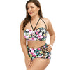 Plus Size Palm Floral Halter Strappy Bikini