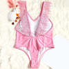 Lace Applique Plunge High Leg Valentine Swimsuit